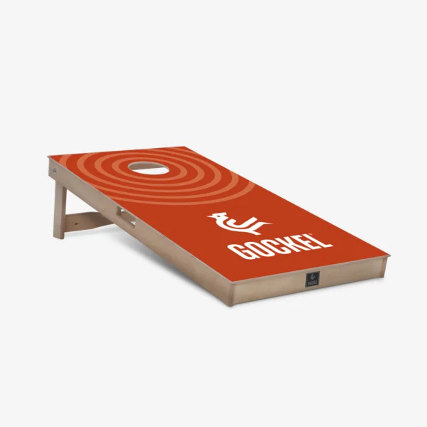Cornhole board orange circles
