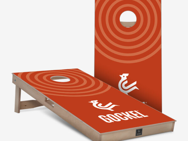 Cornhole boards orange circles