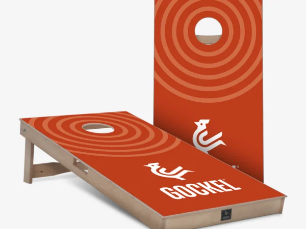 Cornhole boards orange circles